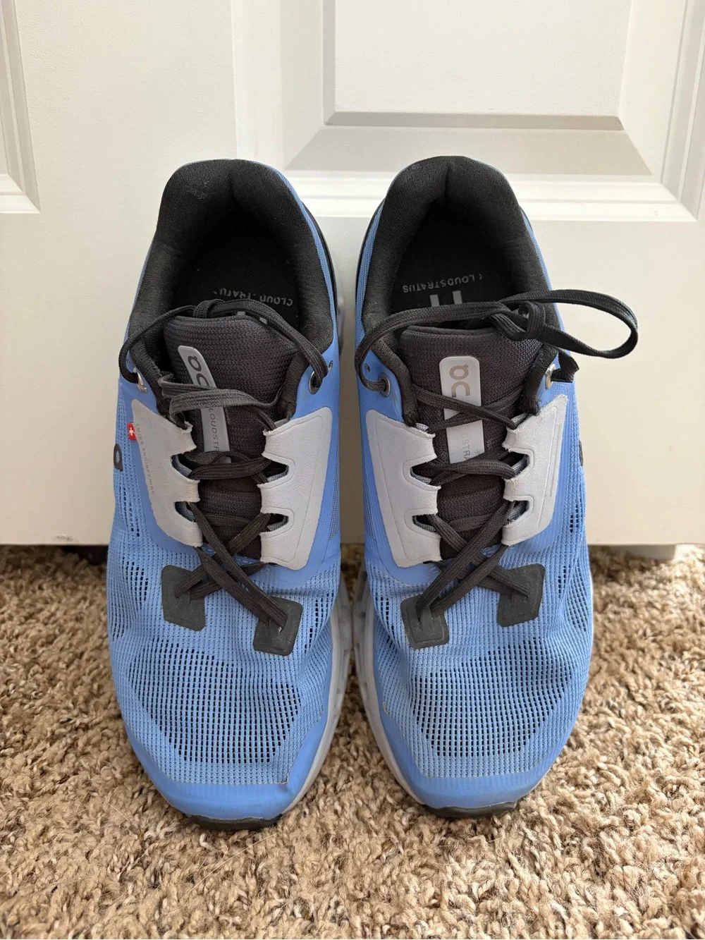 On Running Women’s CloudStratus Running Shoes in Light Blue and Black